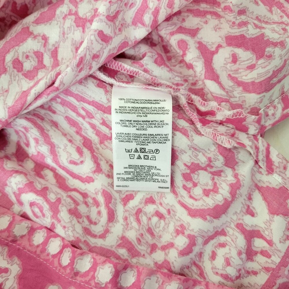 Brooks Brothers 346 Pink & White Paisley Print Cotton Tunic Top L - Picture 5 of 6
